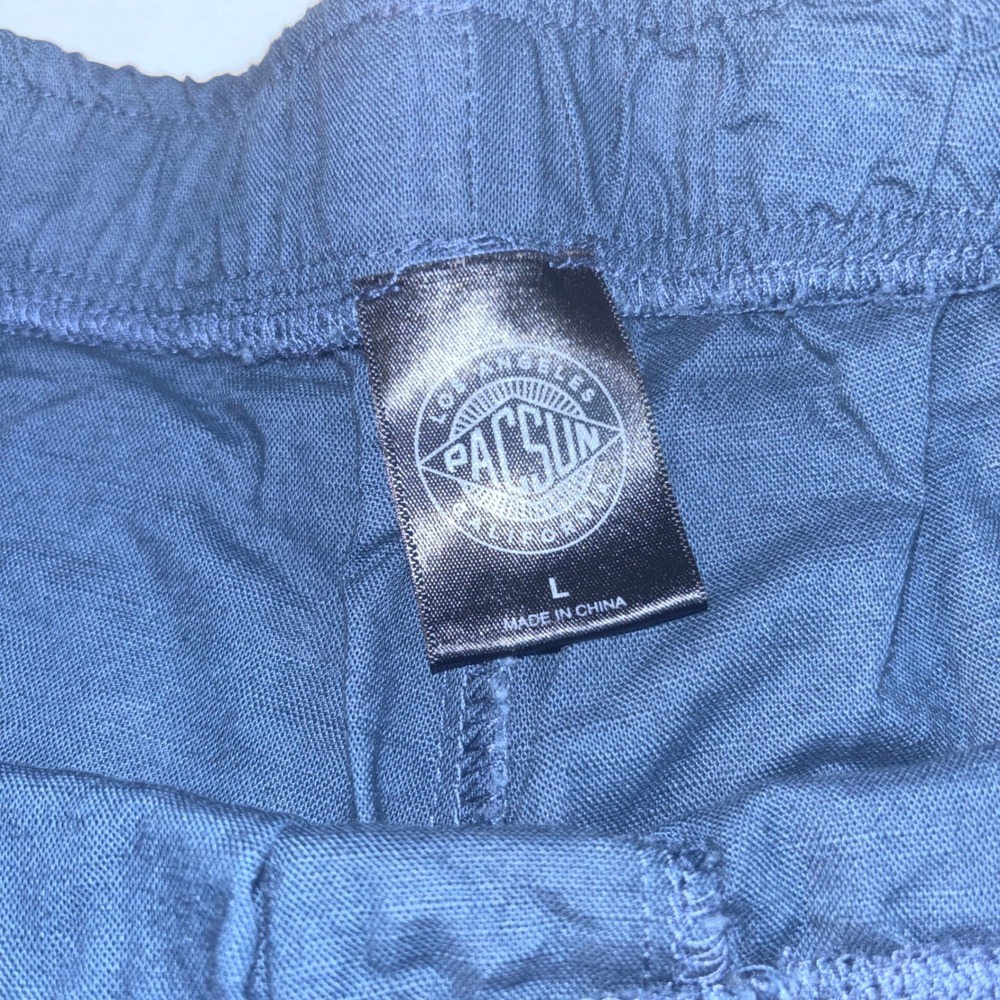 NWT PacSun Womens Large Blue Cotton Linen Blend Casual Wide Leg Pants - Picture 4 of 9